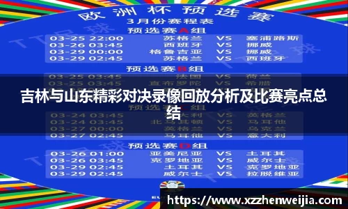 吉林与山东精彩对决录像回放分析及比赛亮点总结